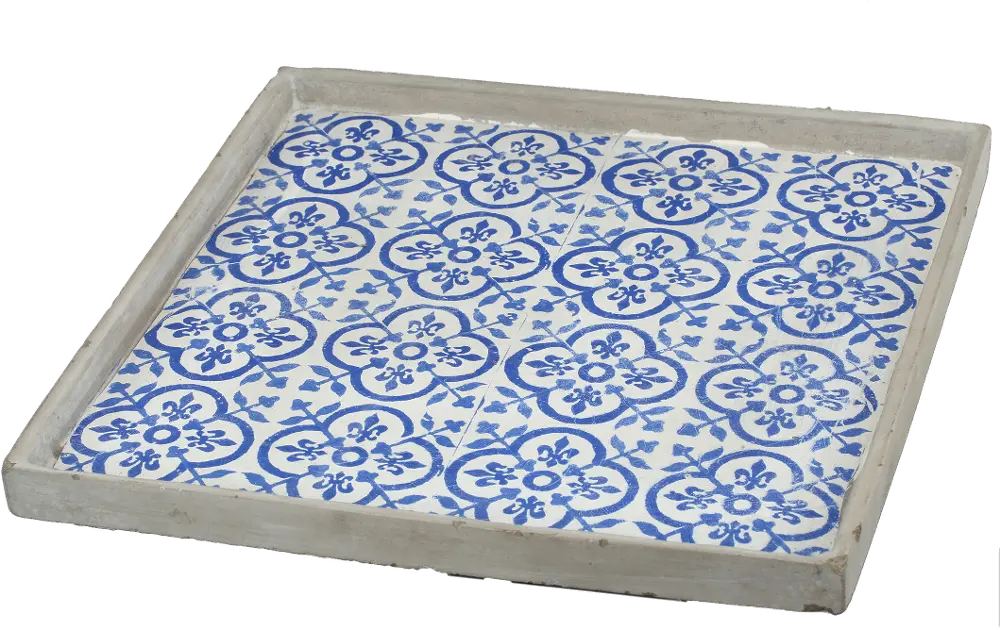 15 Inch Blue Tiled Square Tray-1