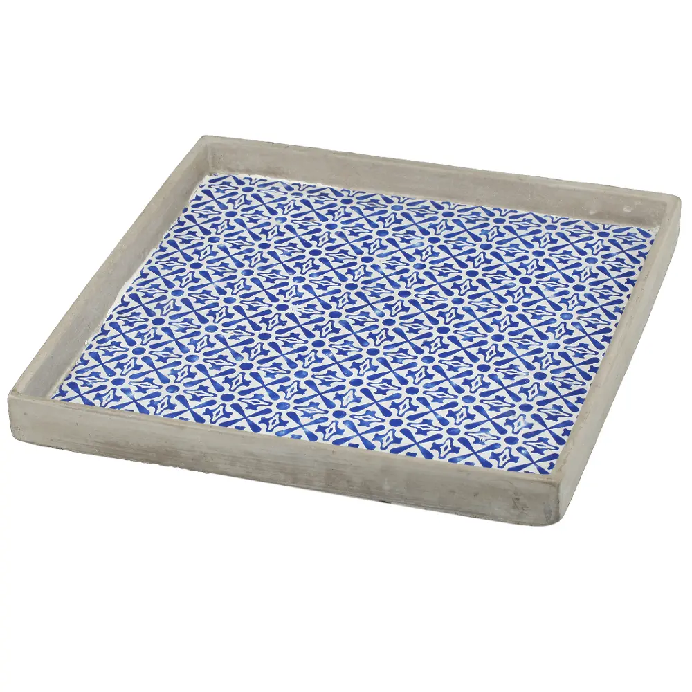 12 Inch Blue Tiled Square Tray-1