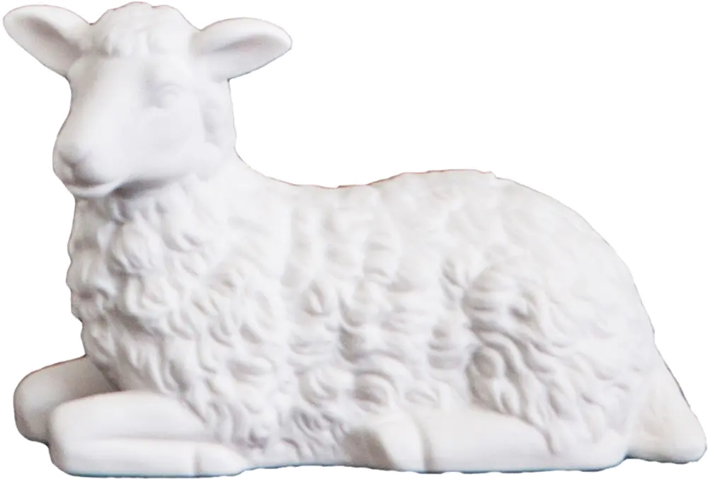 Resting White Sheep Statue-1