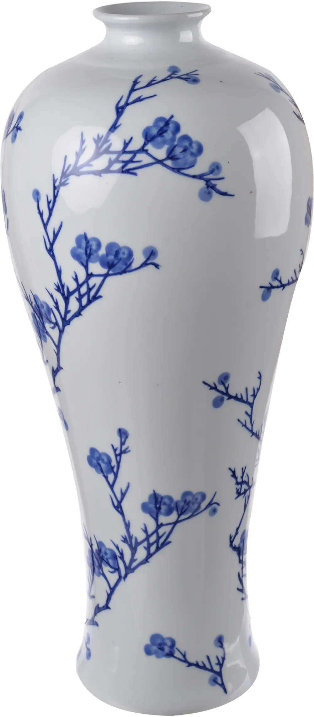 17 Inch Large Blue and White Floral Vase-1