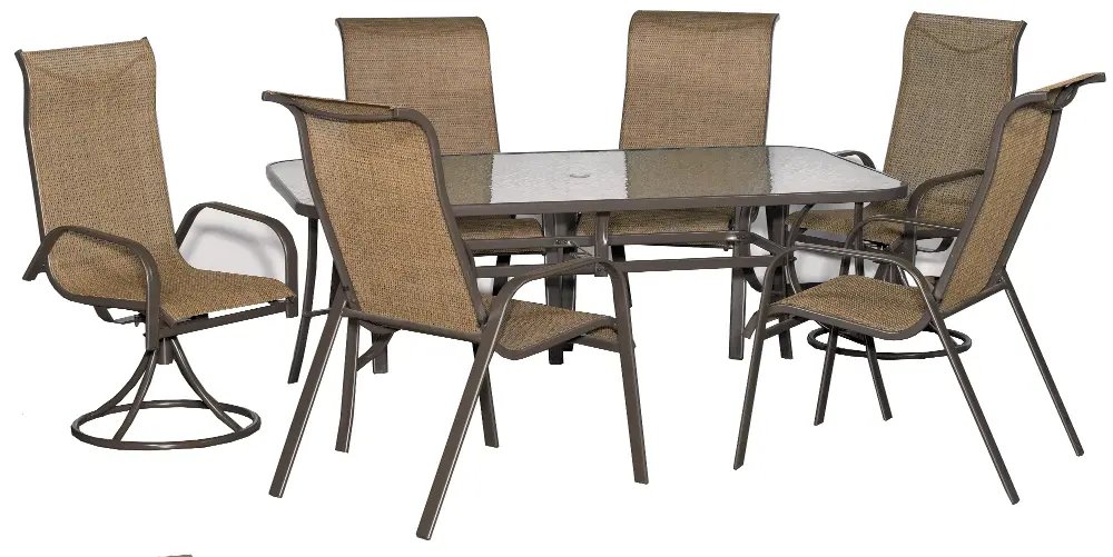 7 Piece Outdoor Patio Dining Set with 2 Swivel Chairs - Mayfield-1