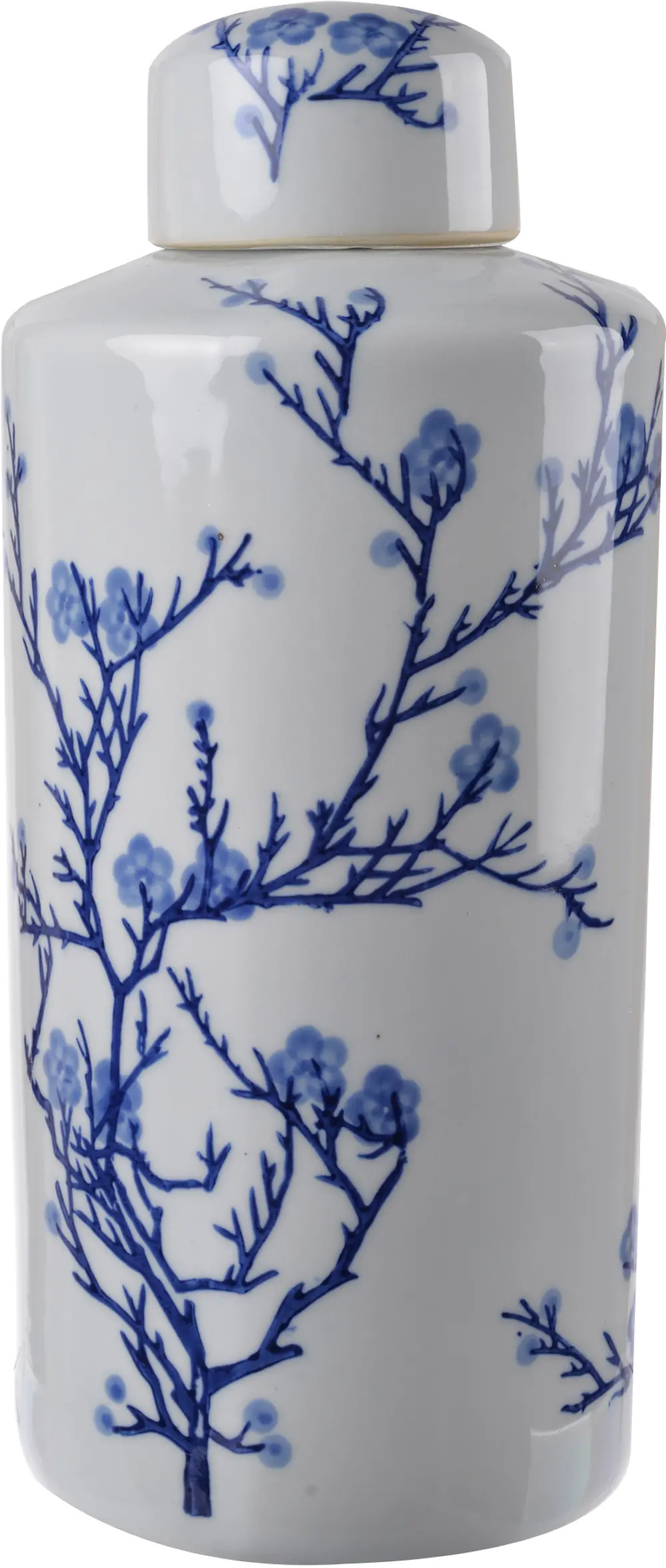 14 Inch Blue Floral Lidded Jar-1