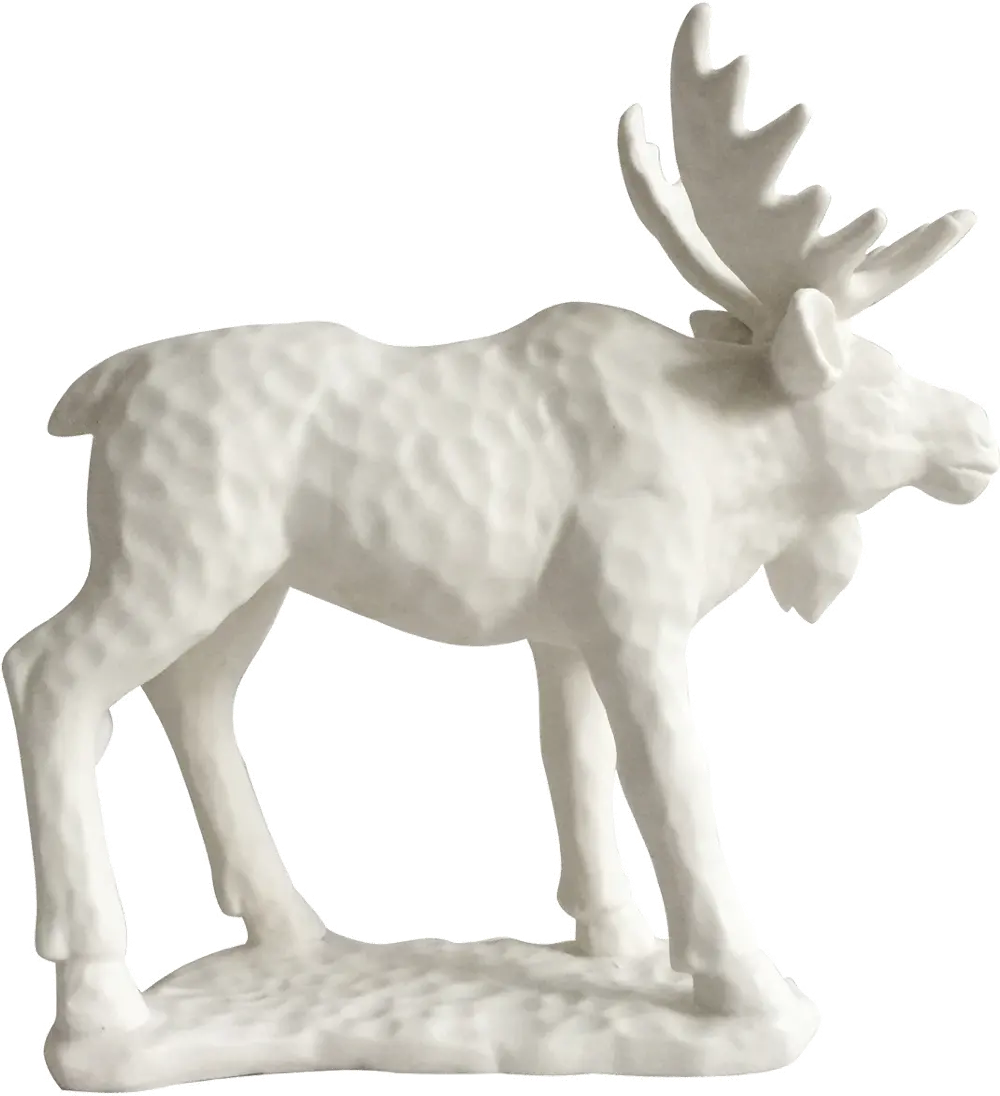 White Woodland Moose Statue-1