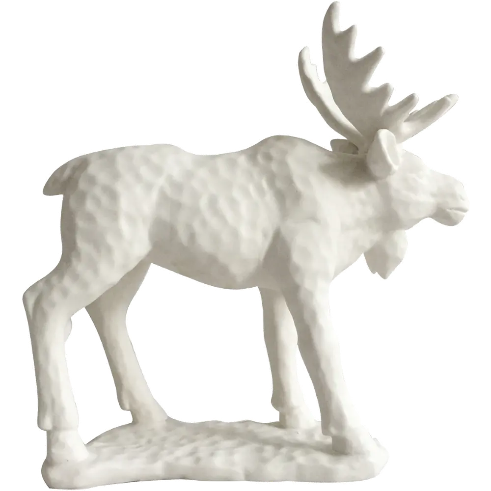 White Woodland Moose Statue-1