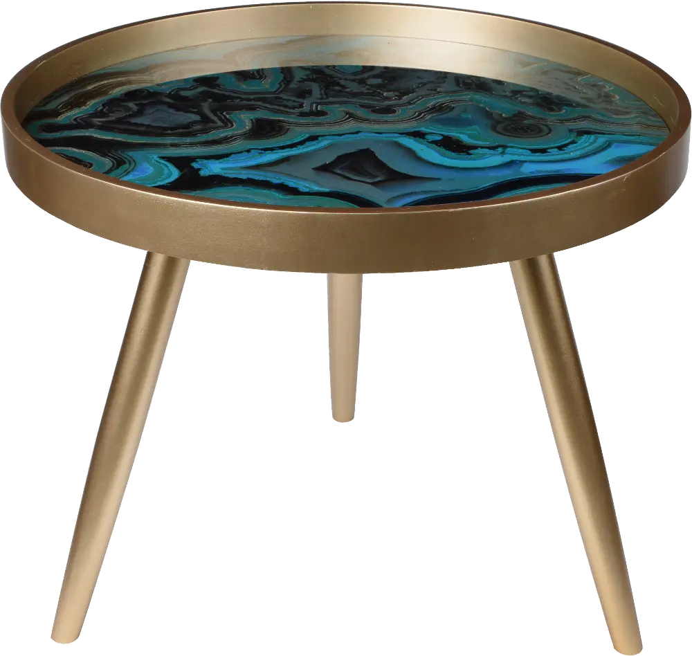 Blue Swirl Livonia Side Table with Tray Top-1