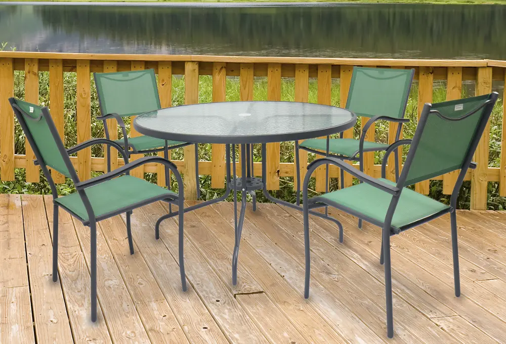 Genevieve Collection 5 Piece Green Outdoor Patio Dining Set-1