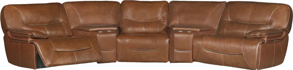 Brown Leather-Match Power Reclining Sectional Sofa - Max 5 Piece-1