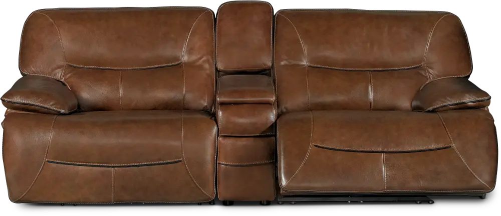Bramble Brown 3 Piece Leather-Match Reclining Loveseat - Max-1