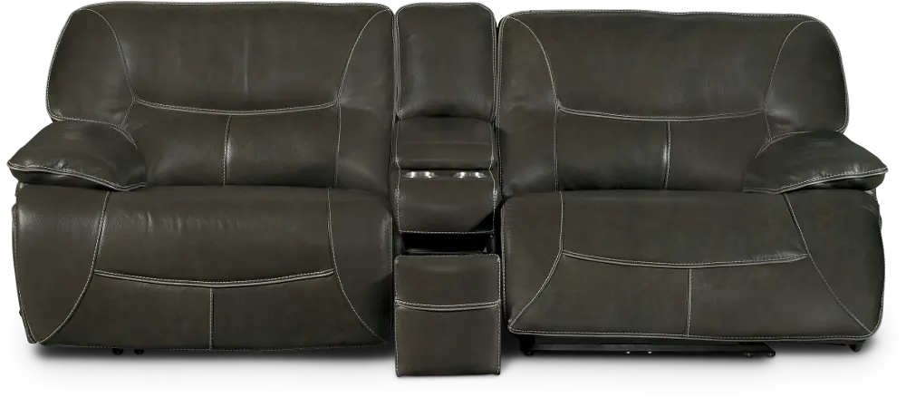 Steel Gray 3 Piece Leather-Match Reclining Loveseat - Max-1