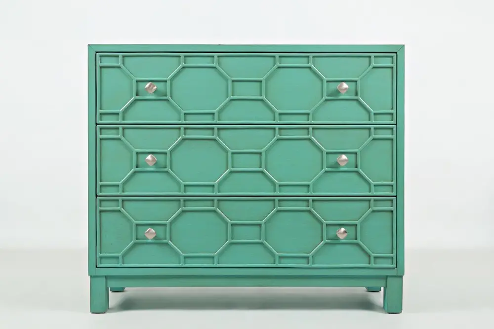 Turquoise 3 Drawer Accent Chest - Matrix-1
