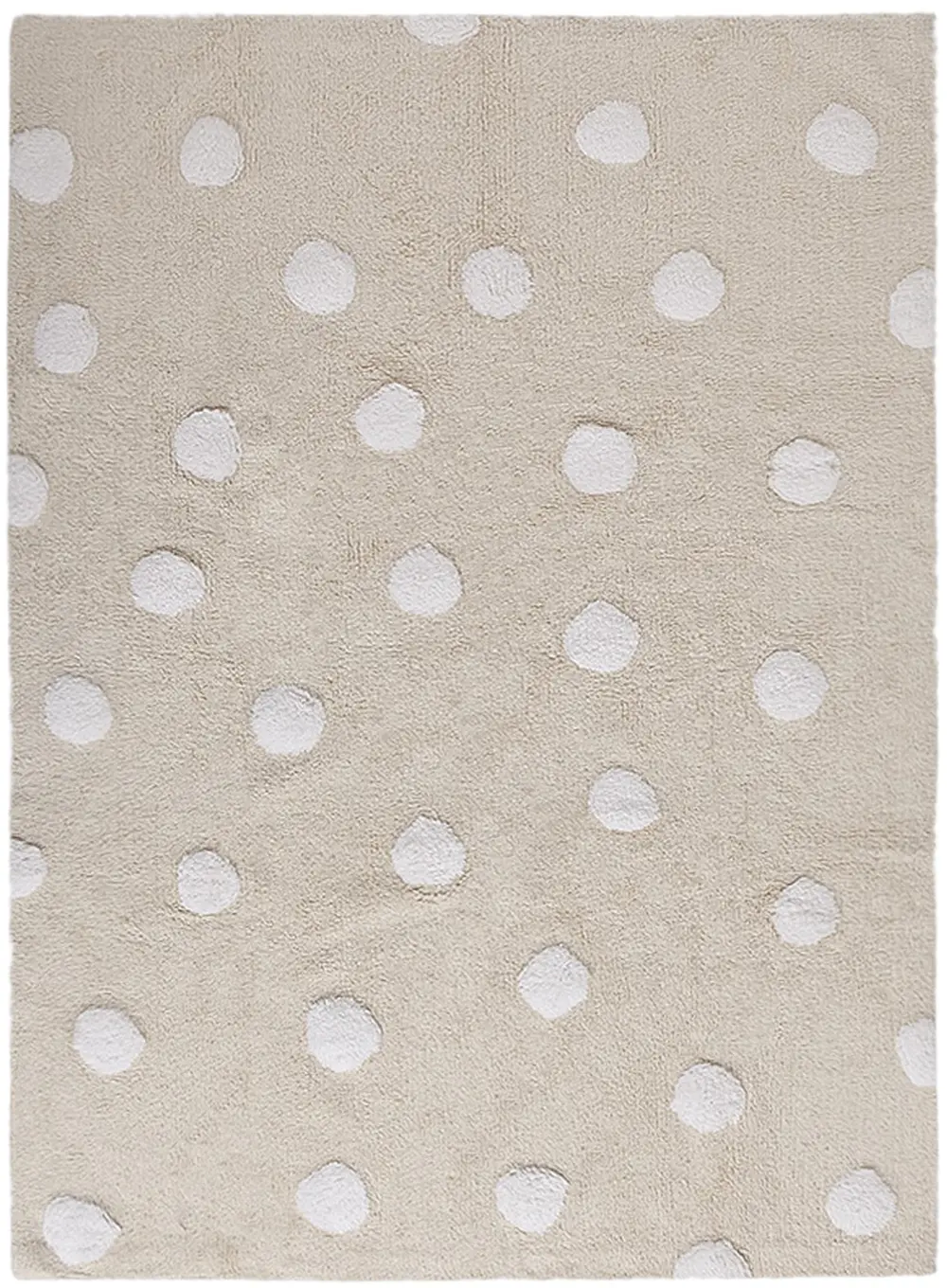 C-00088 4 x 5 Small Polka Dots Beige and White Washable Rug-1