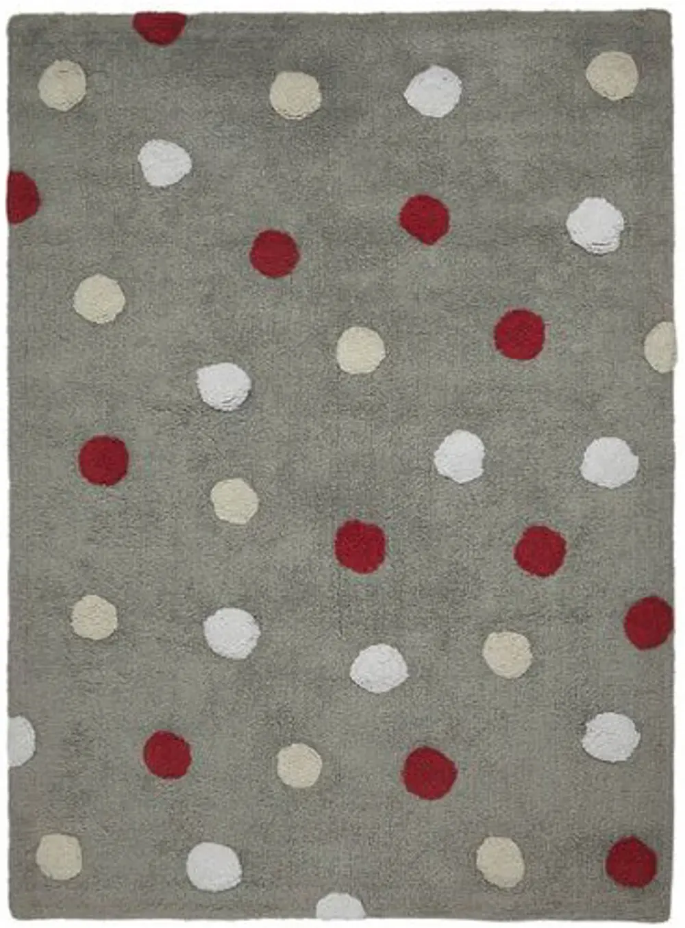 C-TT-3 4 x 5 Small Tricolor Polka Dots Gray and Red Washable Rug-1