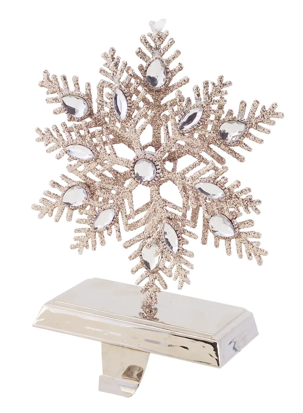 Glittered Silver Snowflake Stocking Holder-1