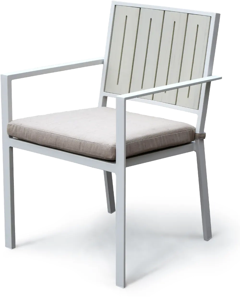 White Outdoor Patio Chair with Sand Cushion - Kedo-1