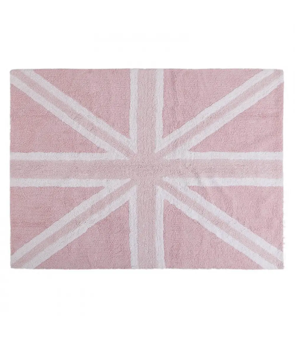 C-FEB-1 4 x 5 Small UK Flag Baby Pink Washable Rug-1