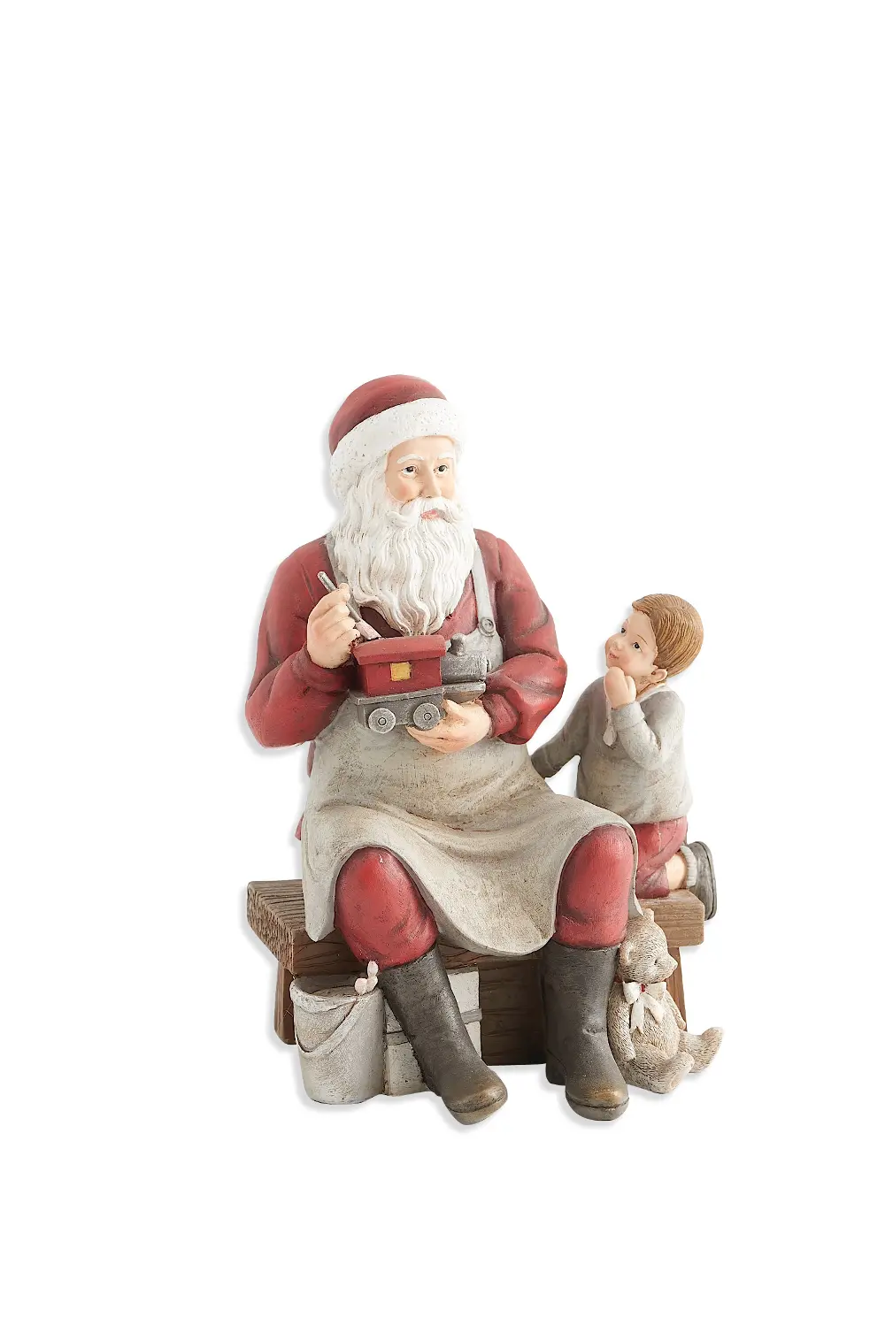Resin Santa with Child Holding Train-1