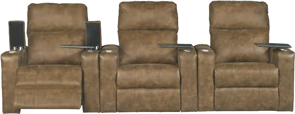 Saddle Brown 3 Piece Power Home Theater Seating - Headliner-1