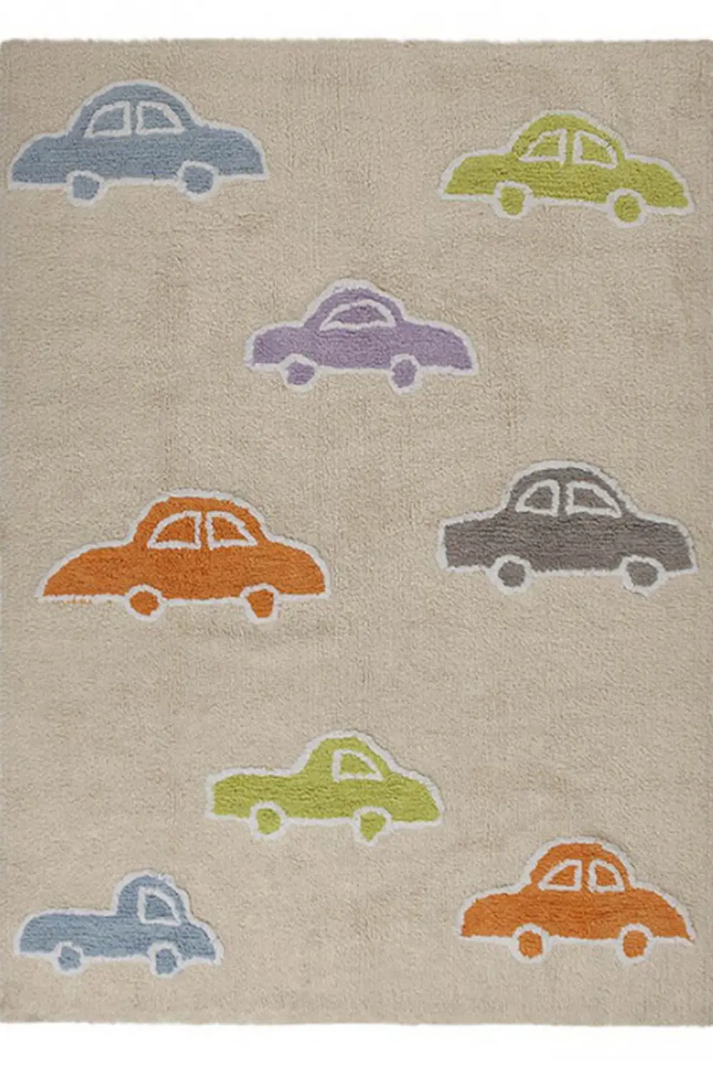 C-COCH-M 4 x 5 Small Beige Cars Area Rug-1