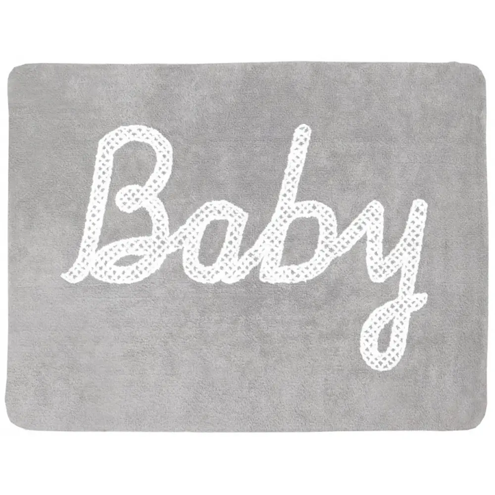C-BABY-G 4 x 5 Small Baby Petit Point Gray Washable Rug-1