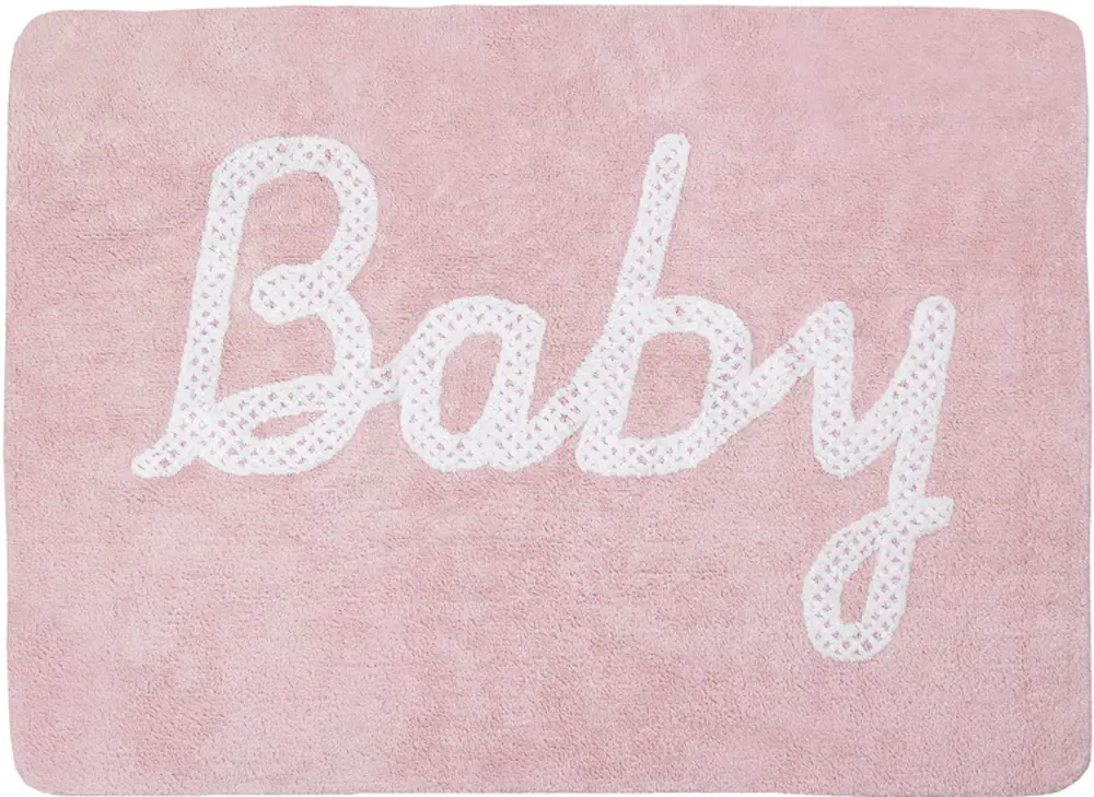 C-BABY-P 4 x 5 Small Baby Petit Point Pink Washable Rug-1