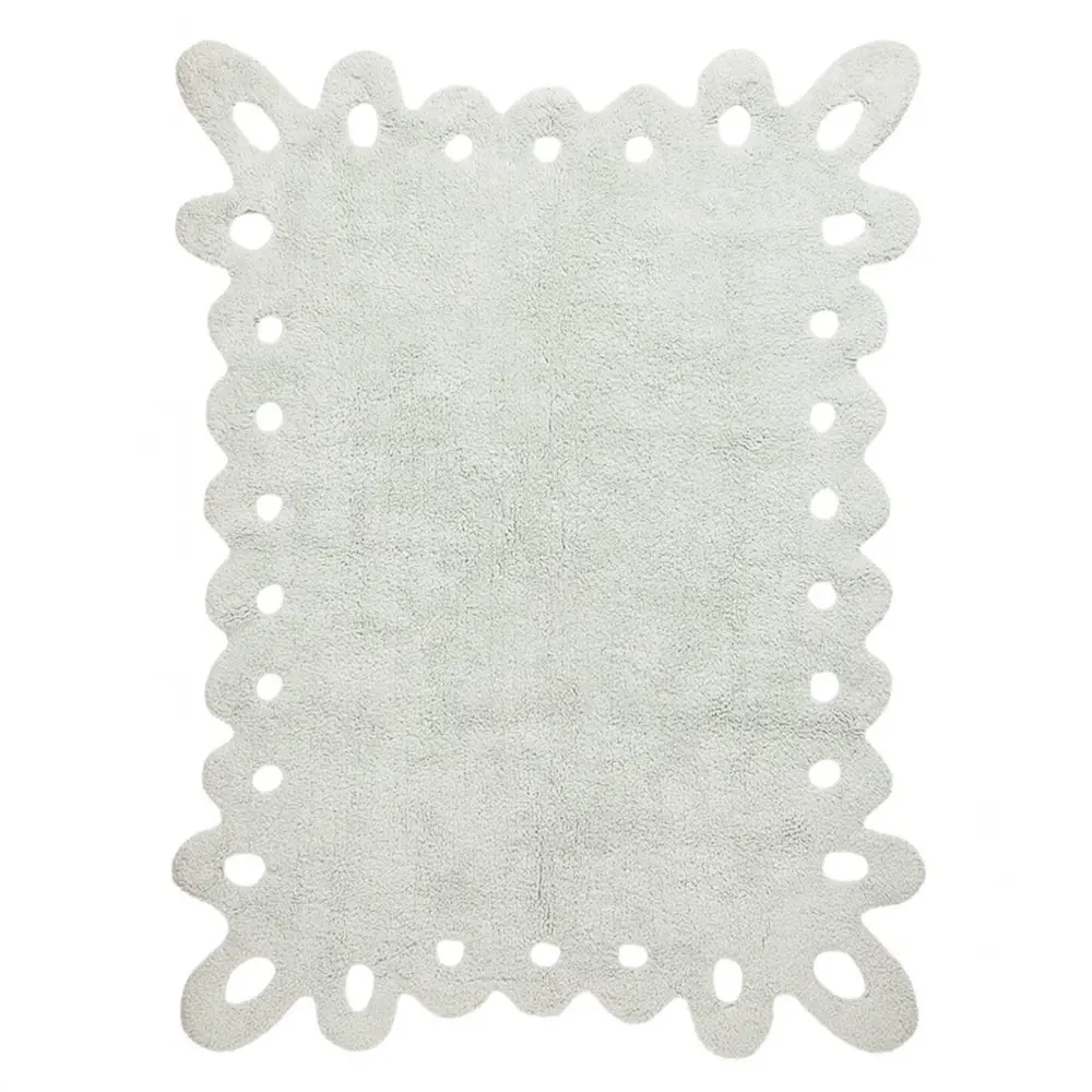 C-00000 4 x 5 Small Lace Light Mint Ice Washable Rug-1