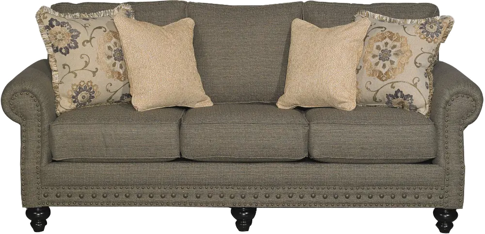 Classic Traditional Pewter Gray Sofa-1