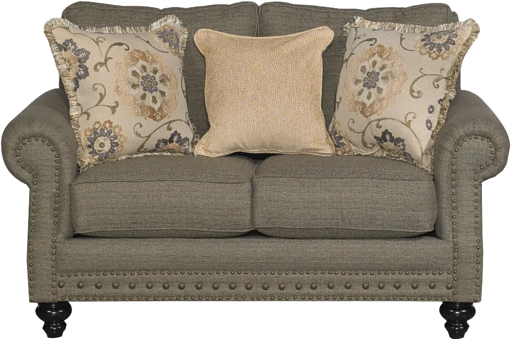 Classic Traditional Pewter Gray Loveseat-1