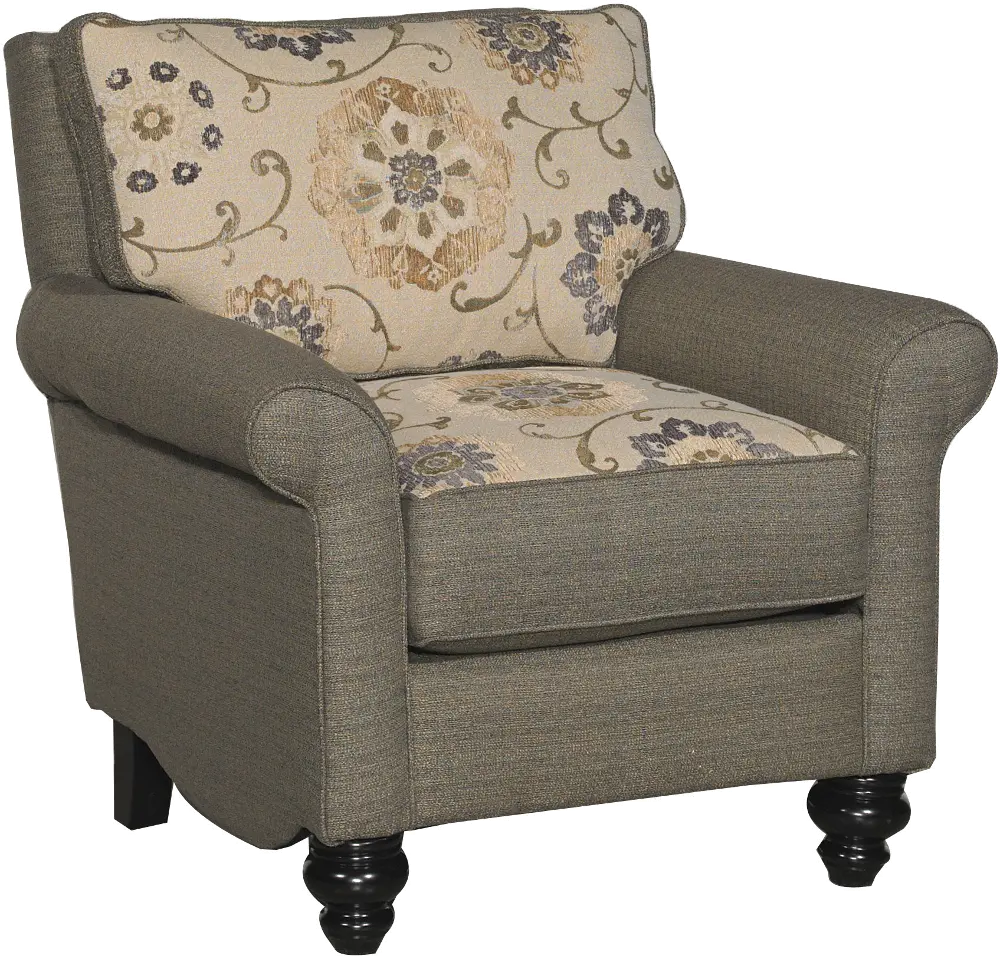 Classic Traditional Pewter Gray & Gold Accent Chair-1