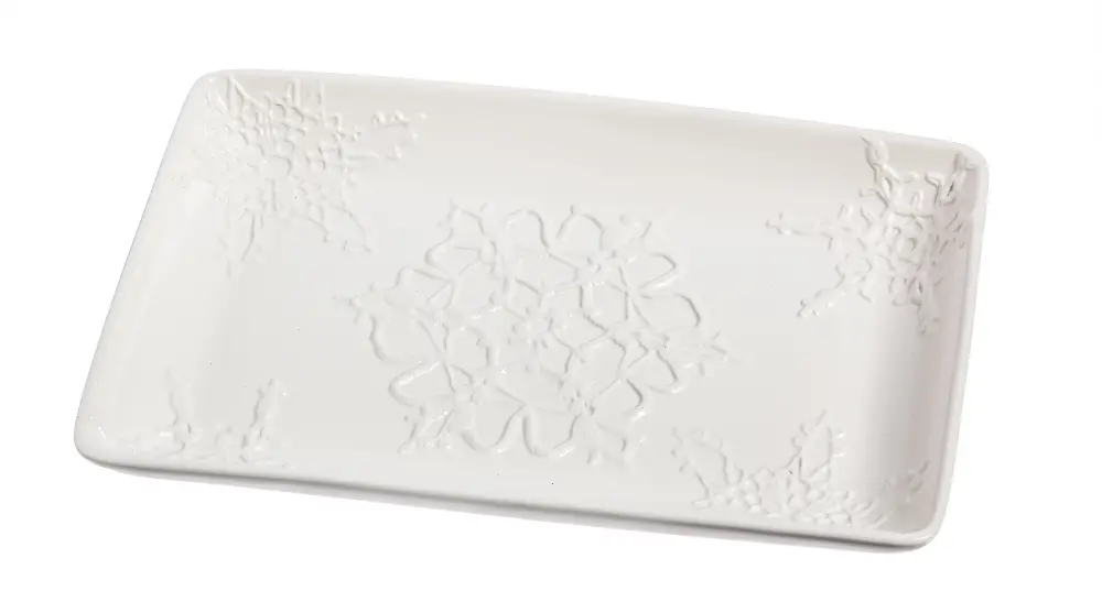 White Snowflake Ceramic Serving Platter-1