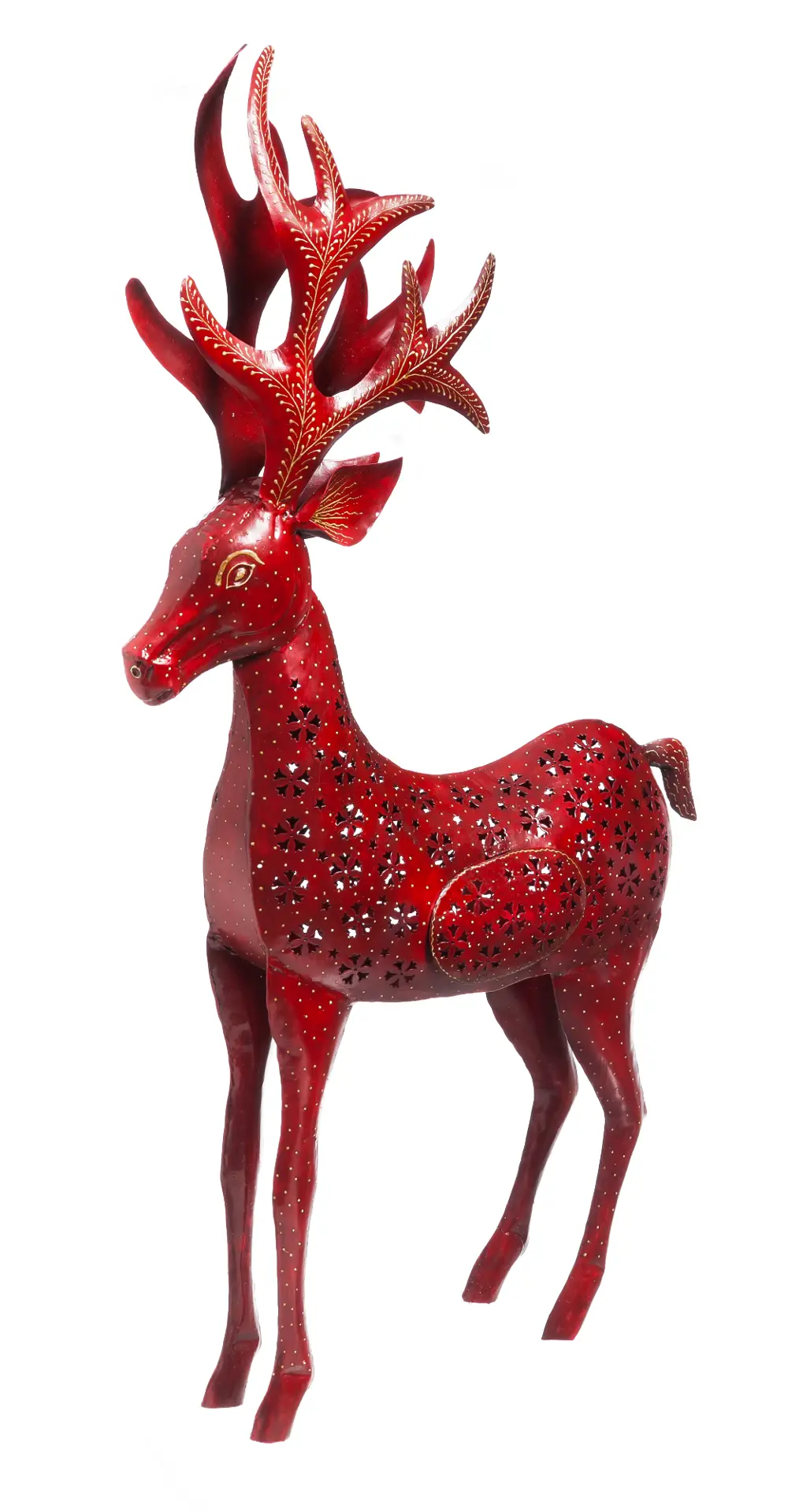 Large Red Iron Reindeer Statuary-1