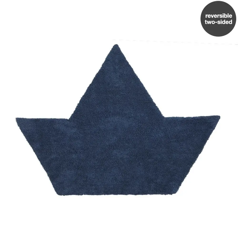 C-BR-WN 4 x 5 Small Reversible Boat Navy Blue and White Washable Rug-1