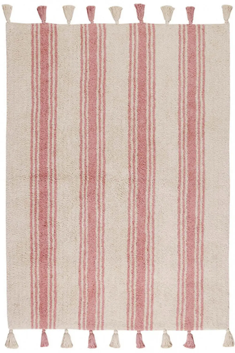 C-ST-CORALPINK 4 x 5 Small Stripes Coral Pink Washable Rug-1