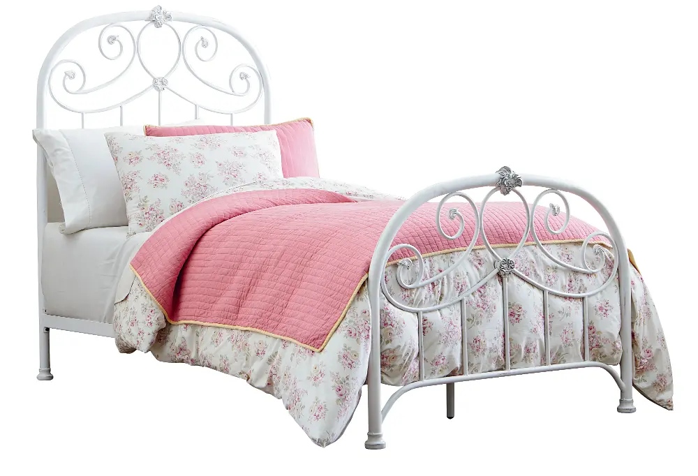 White Traditional Twin Metal Bed - Lillian -1
