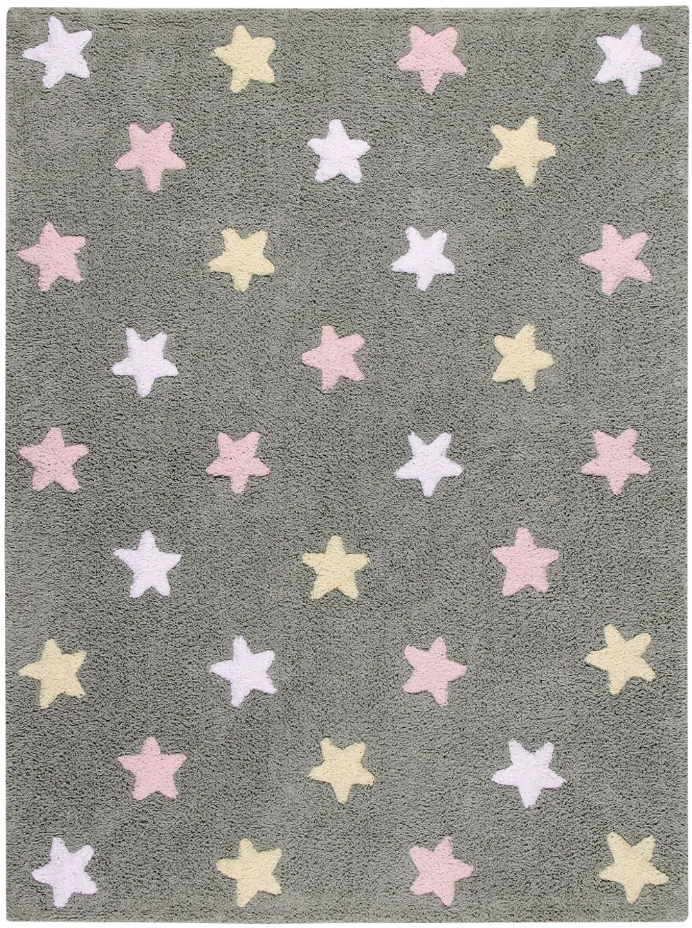 C-ST-P 4 x 5 Small Tricolor Stars Gray and Pink Washable Rug-1