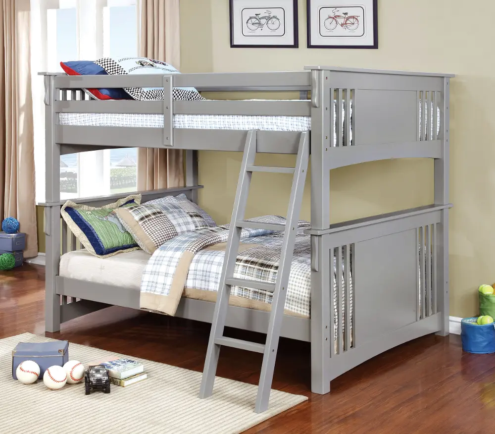 Classic Gray Full-over-Full Bunk Bed - Spring Creek-1