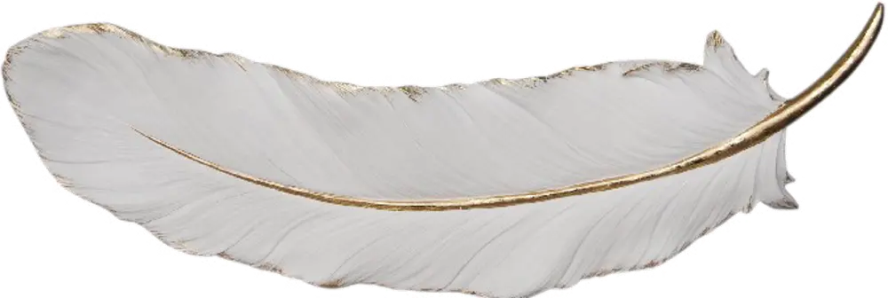 23 Inch White Resin Feather Wall Decor-1