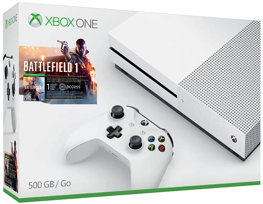 XB1 MIC ZQ9028 Xbox One S Battlefield 1 500GB Bundle - White-1