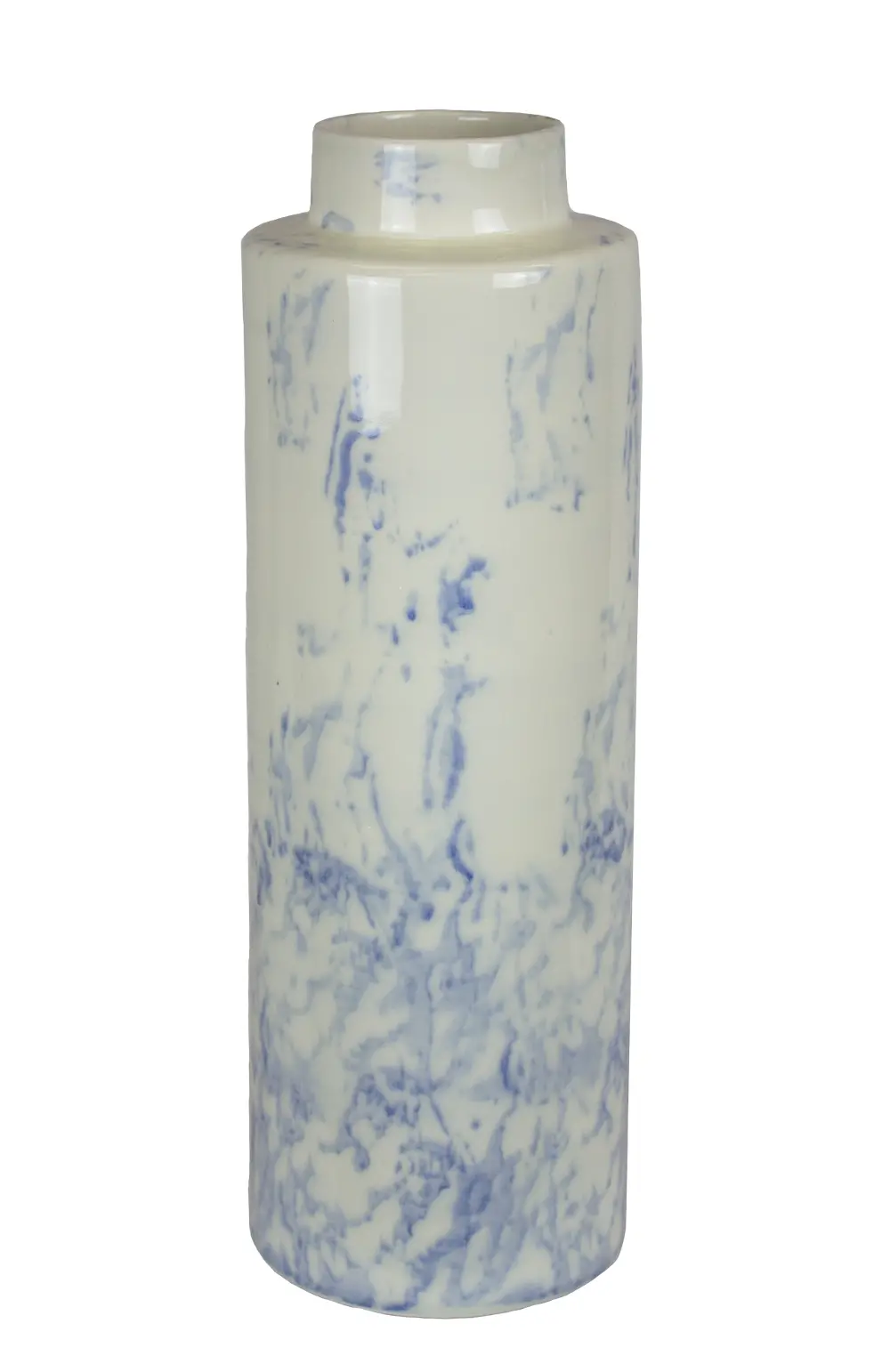 16 Inch Blue Ceramic Marble Vase-1