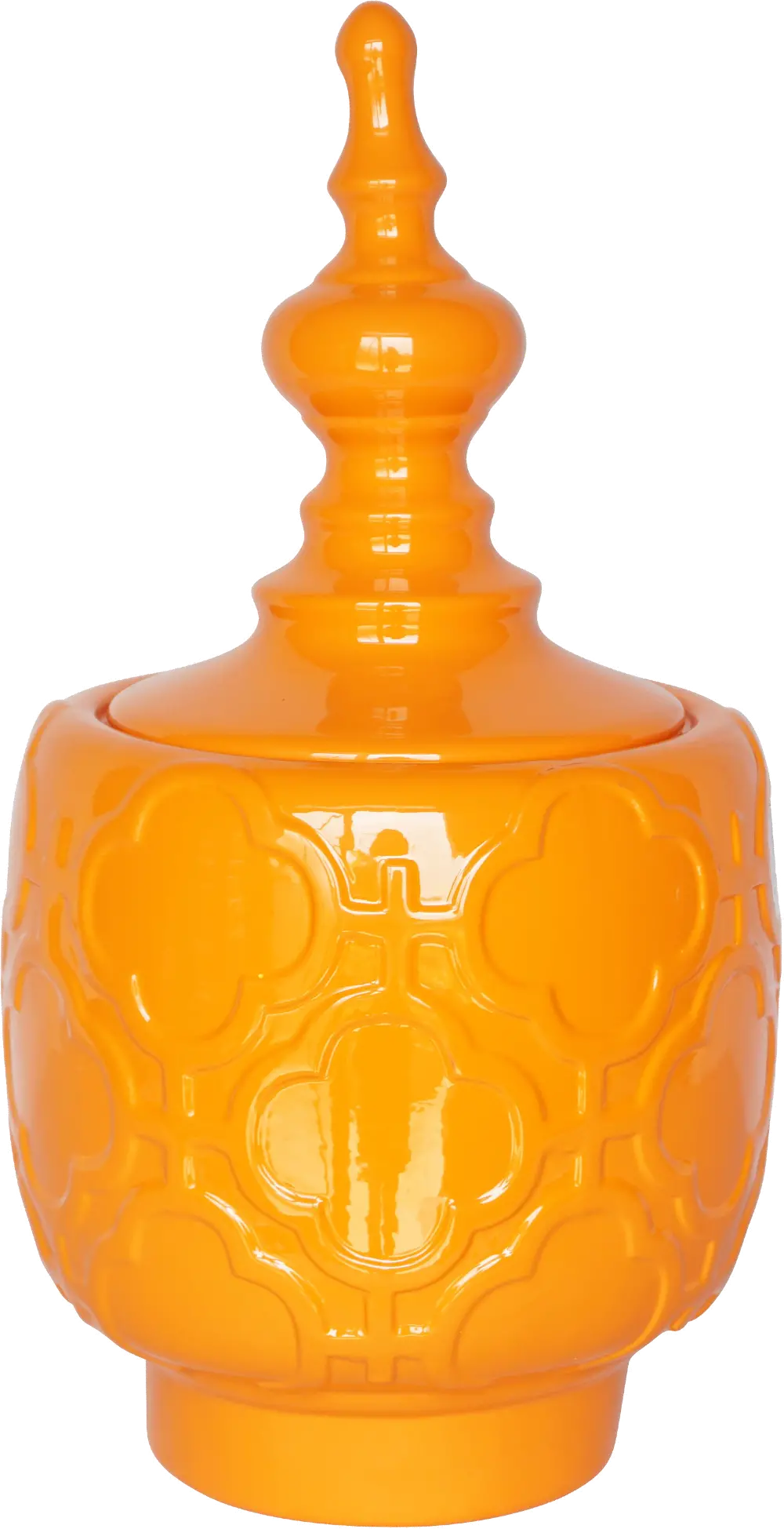 15 Inch Orange Ceramic Lidded Jar-1