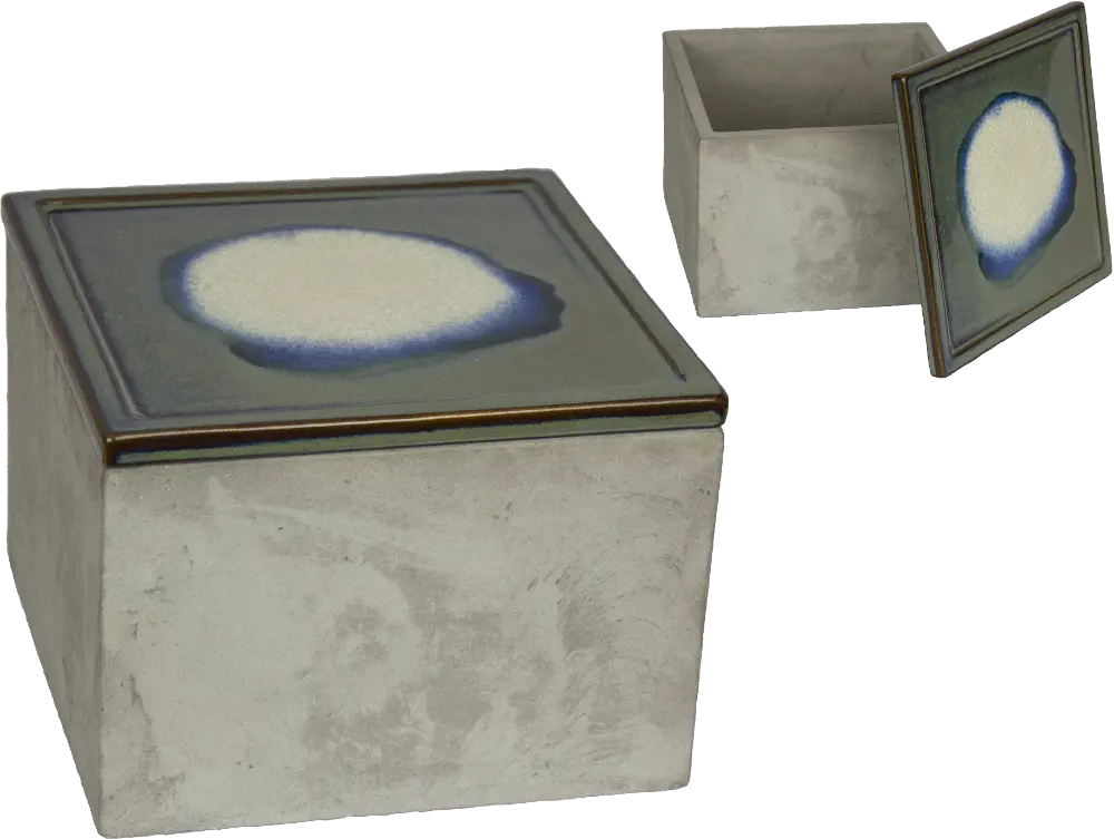 Green Ceramic Square Lidded Box-1
