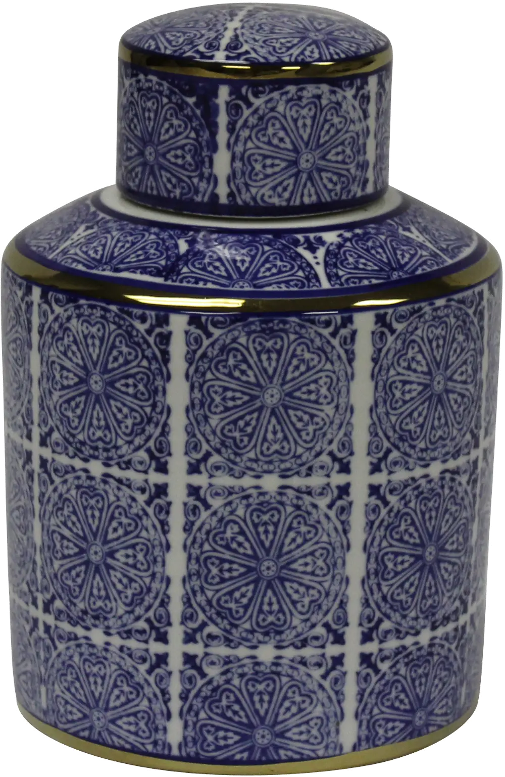 Blue and White Ceramic Lidded Jar-1