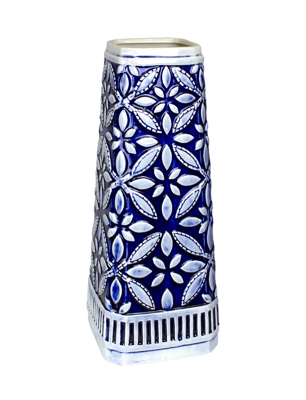 17 Inch Blue and White Ceramic Vase-1