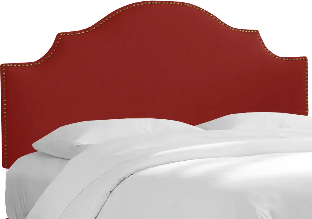 831NB-BRLNNANTRD Linen Antique Red Arch Upholstered Full Headboard-1