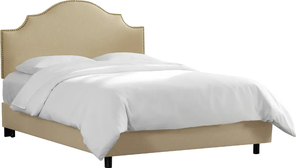 831NBBED-BRLNNSND Linen Sandstone Arch Upholstered Full Bed-1