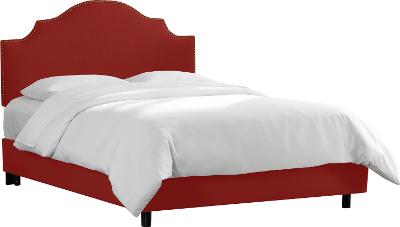 Linen Antique Red Notched Queen Size, Red Queen Bed Frame