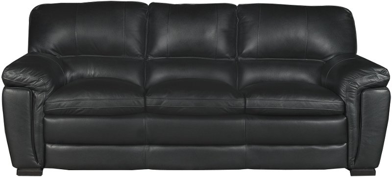Casual Contemporary Black Leather Sofa, Leather Sofa Black