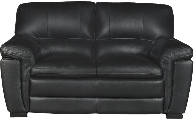 Casual Contemporary Black Leather, Loveseat Sofa Bed Leather