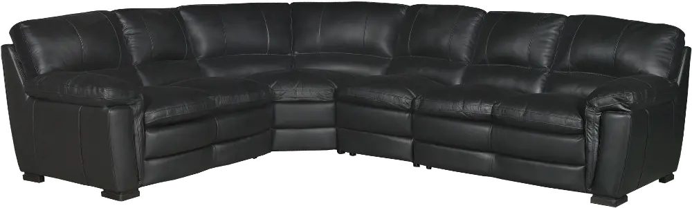 Contemporary 4 Piece Black Leather Sectional Sofa - Tanner-1