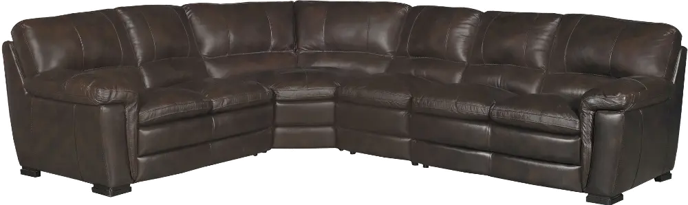Contemporary 4 Piece Brown Leather Sectional Sofa - Tanner-1