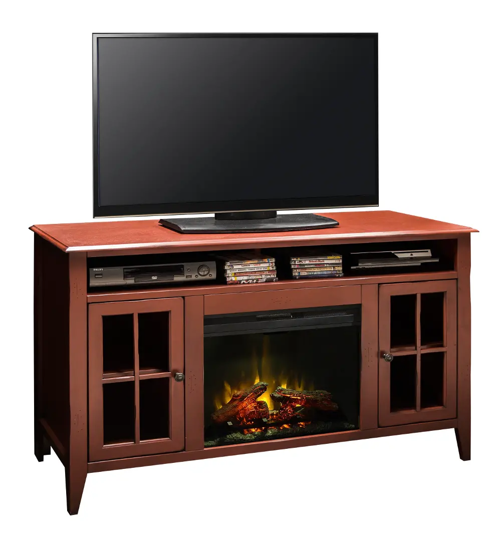 60 Inch Burnt Red Fireplace and TV Stand - Calistoga-1